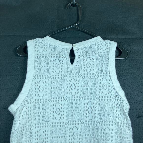 LOFT Womens Blouse White Crochet Sleeveless Cotton Blend Large - Picture 11 of 12